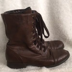 Brown combat boots